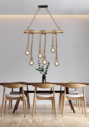 Κρεμαστό Φωτιστικό Reality   6xE27 Καφέ Bamboo    R30130626