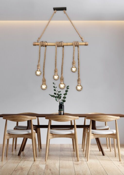 Κρεμαστό Φωτιστικό Reality   6xE27 Καφέ Bamboo    R30130626