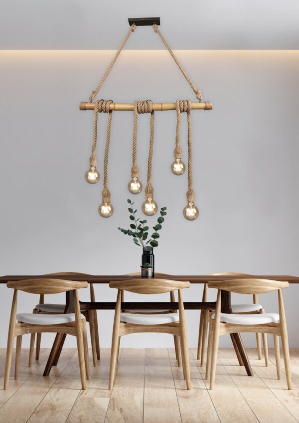 Κρεμαστό Φωτιστικό Reality   6xE27 Καφέ Bamboo    R30130626