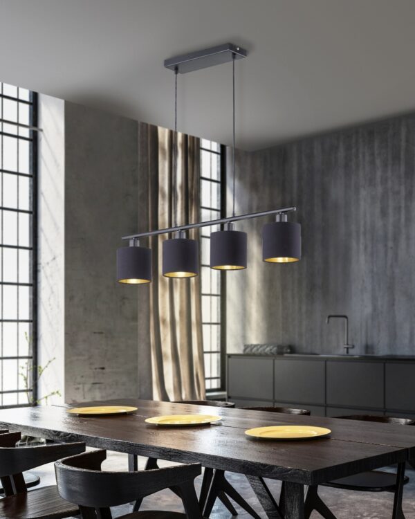 Κρεμαστό Φωτιστικό Reality   4xE14 Μαύρο Ματ Μεταλλικό    R30334079