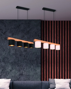 Κρεμαστό Φωτιστικό Reality 4xE14   Ξύλο Φυσικό Ξύλο    – R30654001