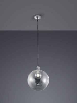 Κρεμαστό Φωτιστικό Νίκελ Ματ με Διάφανο Γυαλί DINO 1x E27 Reality – R30771007