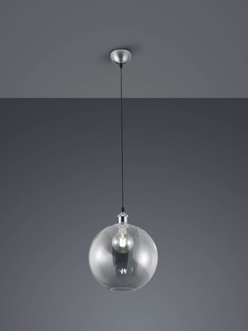 Κρεμαστό Φωτιστικό Νίκελ Ματ με Διάφανο Γυαλί DINO 1x E27 Reality – R30771007