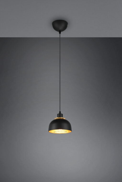 Κρεμαστό Φωτιστικό Reality PUNCH  1x E27 Μαύρο Ματ Μεταλλικό   – R30811032