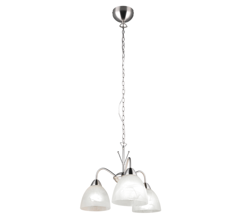Κρεμαστό Πολύφωτο Νίκελ Ματ με Λευκό Αλάβαστρο Γυαλί DOBBY 3x E27 Reality – R31053007