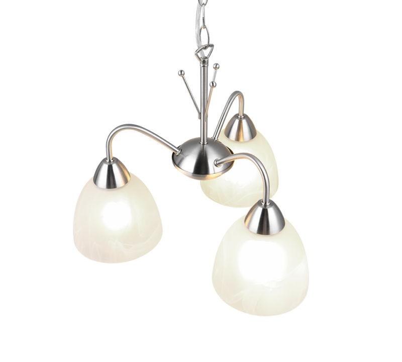 Κρεμαστό Πολύφωτο Νίκελ Ματ με Λευκό Αλάβαστρο Γυαλί DOBBY 3x E27 Reality – R31053007