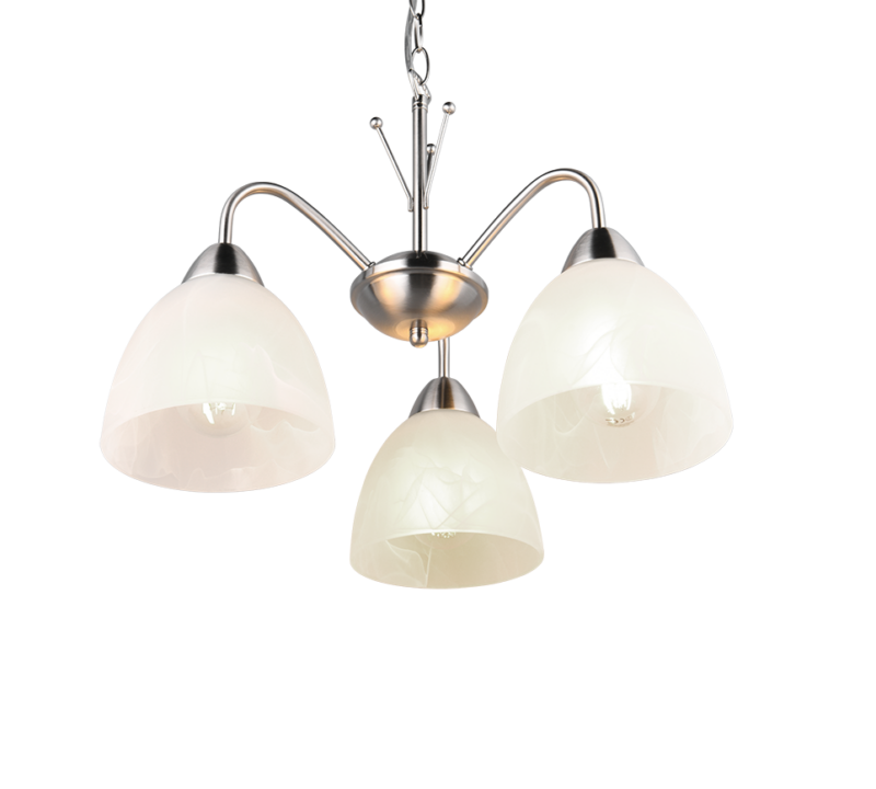 Κρεμαστό Πολύφωτο Νίκελ Ματ με Λευκό Αλάβαστρο Γυαλί DOBBY 3x E27 Reality – R31053007