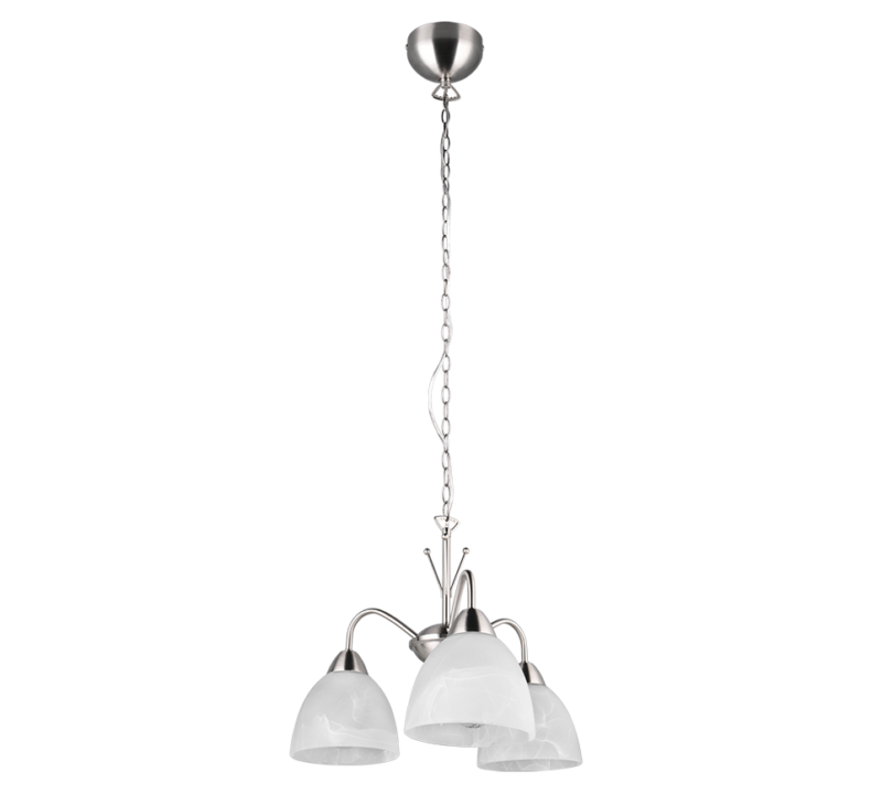 Κρεμαστό Πολύφωτο Νίκελ Ματ με Λευκό Αλάβαστρο Γυαλί DOBBY 3x E27 Reality – R31053007