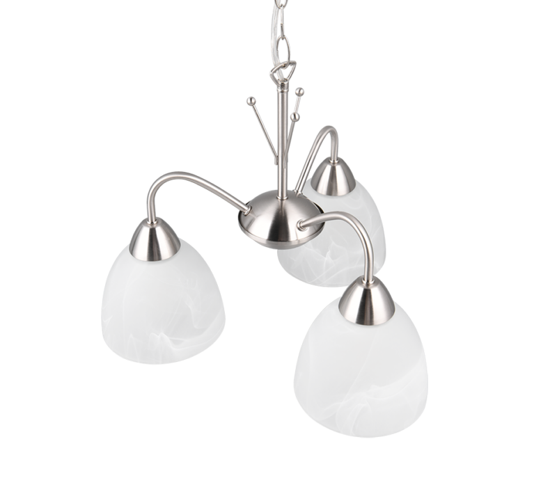 Κρεμαστό Πολύφωτο Νίκελ Ματ με Λευκό Αλάβαστρο Γυαλί DOBBY 3x E27 Reality – R31053007