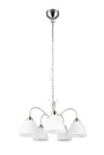 Κρεμαστό Πολύφωτο Νίκελ Ματ με Λευκό Αλάβαστρο Γυαλί DOBBY 5x E27 Reality – R31055007