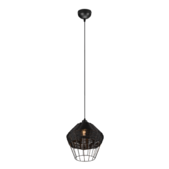 Κρεμαστό Φωτιστικό Reality BORKA  1x E27 Μαύρο Rattan   – R31261902