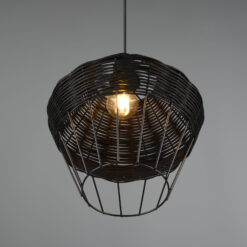 Κρεμαστό Φωτιστικό Reality BORKA  1x E27 Μαύρο Rattan   – R31261902