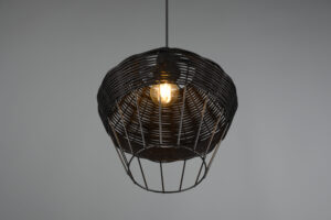 Κρεμαστό Φωτιστικό Reality BORKA  1x E27 Μαύρο Rattan   – R31261902