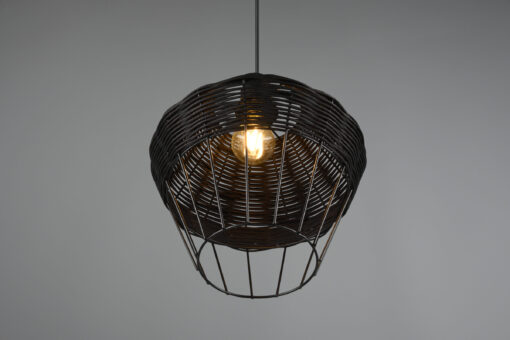 Κρεμαστό Φωτιστικό Reality BORKA  1x E27 Μαύρο Rattan   – R31261902