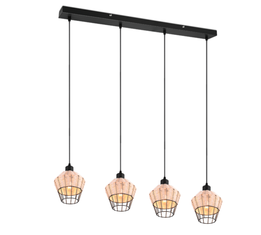 Κρεμαστό Φωτιστικό Reality BORKA  4x E27 Φυσικό Rattan   – R31264036