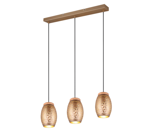 Κρεμαστό Φωτιστικό Trio Lighting 3xE27 Καφέ Χρώματος – R31573065