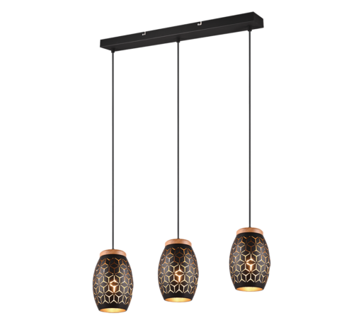 Κρεμαστό Φωτιστικό Trio Lighting 3xE27 Μαύρου Χρώματος – R31573080