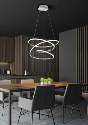 Κρεμαστό Φωτιστικό Reality BOLOGNA  LED, 36W · 5100lm, 4000K Χρώμιο Μεταλλικό, Step Dimmable – R37051106