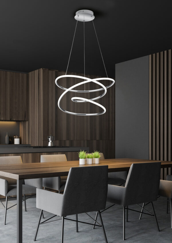 Κρεμαστό Φωτιστικό Reality BOLOGNA  LED, 36W · 5100lm, 4000K Χρώμιο Μεταλλικό, Step Dimmable – R37051106