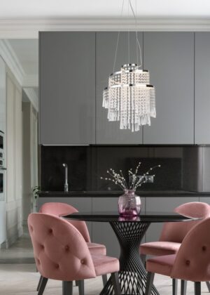 Κρεμαστό Φωτιστικό Νίκελ με Ακρυλικά Κρύσταλλα POMP Reality LED 30W 4300lm CCT Dimmable με Τηλεχειριστήριο – R37341106