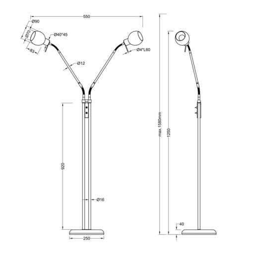 Φωτιστικό Δαπέδου Reality   2xE14 Νίκελ Ματ Μεταλλικό    R40172007