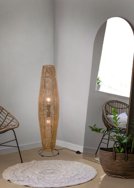 Φωτιστικό Δαπέδου Καφέ Ψάθινο Πλεκτό MIKI 2x E27 Reality- R41102026