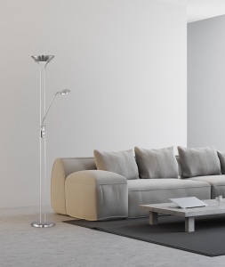 Φωτιστικό Δαπέδου SPOCK Reality LED 24W Νίκελ Ματ Μεταλλικό Dimmable 2200lm+500lm 3000K  R42292107