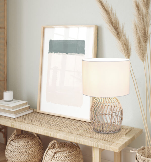 Επιτραπέζιο Φωτιστικό Reality RIKE  1x E27 Φυσικό Rattan   – R51131036