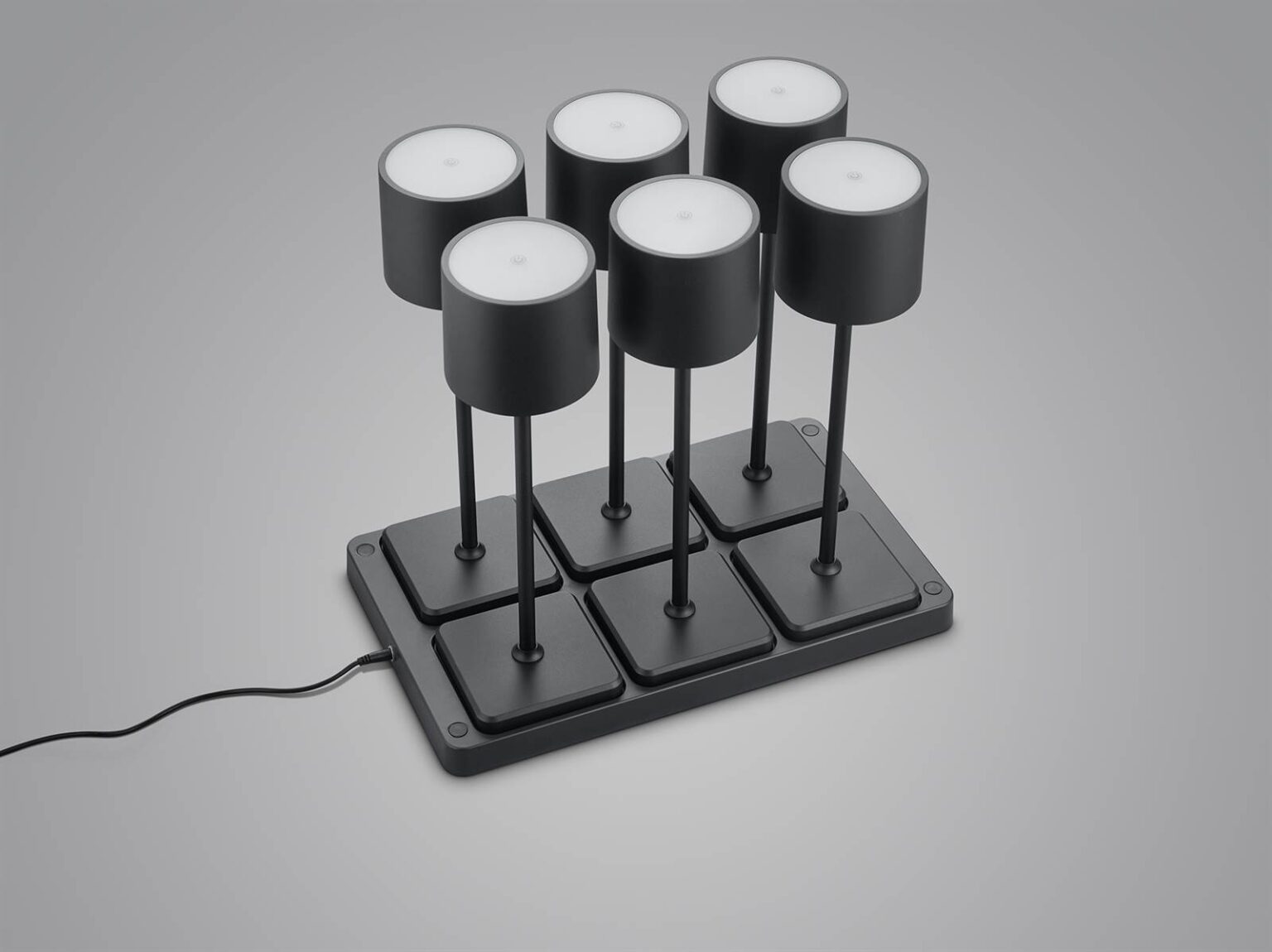 Σετ 6 Επαναφορτιζόμενα Πορτατιφ Μαύρο Ματ FERNANDEZ LED 1.5W 130lm CCT Dimmable Αφής με Ασύρματη Βάση Φόρτισης IP54 Reality – R54096632