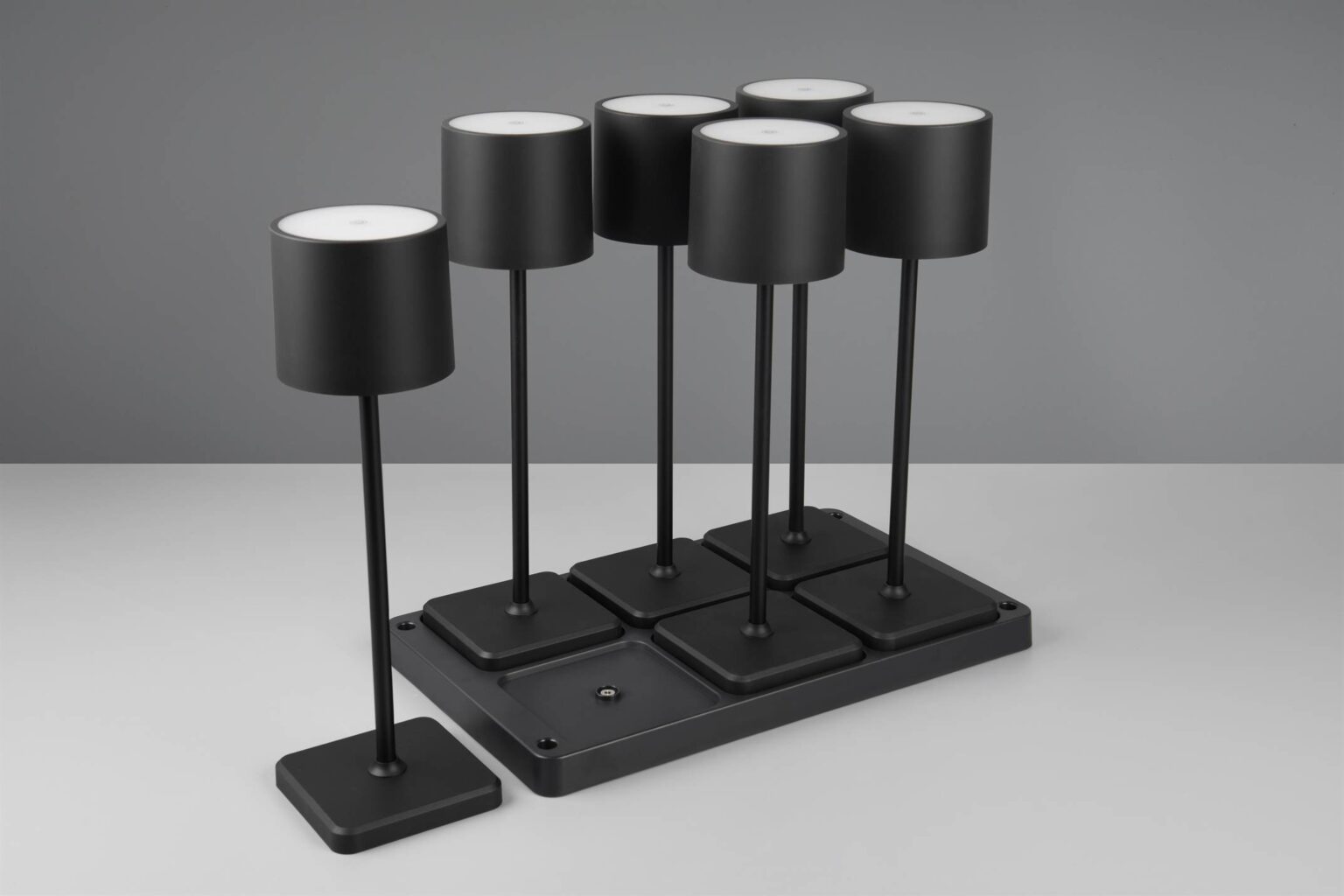 Σετ 6 Επαναφορτιζόμενα Πορτατιφ Μαύρο Ματ FERNANDEZ LED 1.5W 130lm CCT Dimmable Αφής με Ασύρματη Βάση Φόρτισης IP54 Reality – R54096632