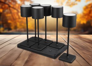 Σετ 6 Επαναφορτιζόμενα Πορτατιφ Μαύρο Ματ FERNANDEZ LED 1.5W 130lm CCT Dimmable Αφής με Ασύρματη Βάση Φόρτισης IP54 Reality – R54096632