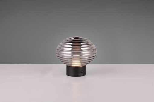 Επαναφορτιζόμενο Πορτατιφ EARL Reality LED 1.5W 3000K Dimmable Αφής Μαύρο Ματ με Φιμέ Γυαλί – R57771154