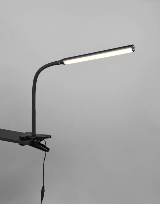 Φωτιστικό Γραφείου με Μανταλάκι Μαύρο Ματ NEVADA LED 5W 600lm CCT Dimmable Αφής Reality – R57941132