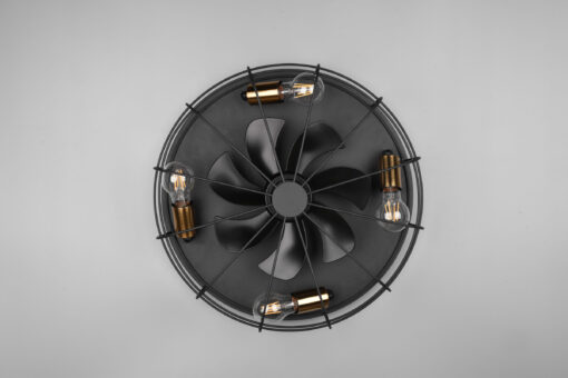 Ανεμιστήρας Reality TRONDHEIM 4x E27 Μαύρο Ματ Μεταλλικό, 3 τρόπων ταχύτητας, Xρονοδιακόπτη, Τηλεχειριζόμενο- R61095032