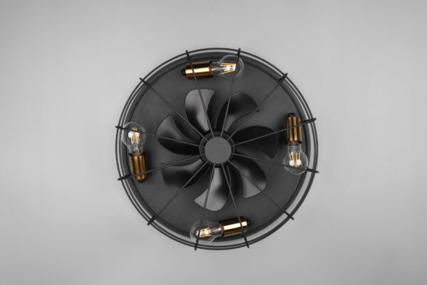 Ανεμιστήρας Reality TRONDHEIM 4x E27 Μαύρο Ματ Μεταλλικό, 3 τρόπων ταχύτητας, Xρονοδιακόπτη, Τηλεχειριζόμενο- R61095032