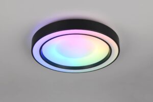 Πλαφονιέρα Μαύρη Ματ Φ40 ARCO LED 22W 2500lm RGBW Dimmable με Τηλεχειριστήριο Reality – R65091432