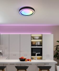 Πλαφονιέρα Μαύρη Ματ Φ40 ARCO LED 22W 2500lm RGBW Dimmable με Τηλεχειριστήριο Reality – R65091432