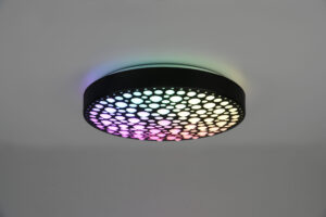 Φωτιστικό Οροφής Reality CHIZU , 22W · 1x 2500lm, 2700 – 6000K Μαύρο Ματ Πλαστικό,RGB,με ενσωματωμένο ροοστάτη, τηλεχειριστήριο, φωτάκι νυκτός – R67161132