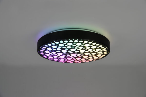 Φωτιστικό Οροφής Reality CHIZU , 22W · 1x 2500lm, 2700 – 6000K Μαύρο Ματ Πλαστικό,RGB,με ενσωματωμένο ροοστάτη, τηλεχειριστήριο, φωτάκι νυκτός – R67161132