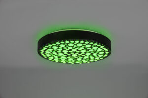 Φωτιστικό Οροφής Reality CHIZU , 22W · 1x 2500lm, 2700 – 6000K Μαύρο Ματ Πλαστικό,RGB,με ενσωματωμένο ροοστάτη, τηλεχειριστήριο, φωτάκι νυκτός – R67161132