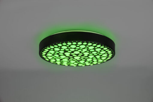 Φωτιστικό Οροφής Reality CHIZU , 22W · 1x 2500lm, 2700 – 6000K Μαύρο Ματ Πλαστικό,RGB,με ενσωματωμένο ροοστάτη, τηλεχειριστήριο, φωτάκι νυκτός – R67161132