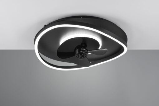 LED Φωτιστικό-Ανεμιστήρας Οροφής Μαύρο Ματ Φ50 Sortland 30W CCT 3500lm Dimmable με Τηλεχειριστήριο Reality – R67393132