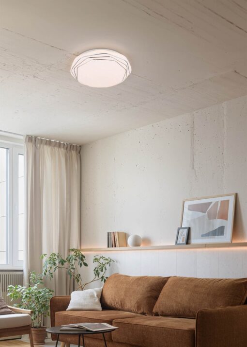 Πλαφονιέρα Λευκή με 3D Έναστρο Κάλυμμα Φ37 DIZZY LED 22W 2600lm Dimmable CCT με Τηλεχειριστήριο Reality – R67741100