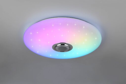 Πλαφονιέρα Λευκή Έναστρο Κάλυμμα με Ηχείο Φ58 MUSICA LED 33W 3600lm RGBW Dimmable με Τηλεχειριστήριο Reality – R69031901