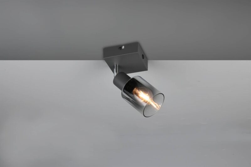 Φωτιστικό Τοίχου/Οροφής με Περιστρεφόμενο Ανθρακί Γυάλινο Σποτ CADIZ 1xE14 Reality – R81781042