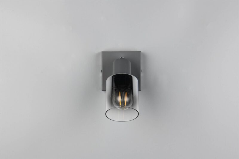 Φωτιστικό Τοίχου/Οροφής με Περιστρεφόμενο Ανθρακί Γυάλινο Σποτ CADIZ 1xE14 Reality – R81781042