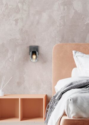 Φωτιστικό Τοίχου/Οροφής με Περιστρεφόμενο Ανθρακί Γυάλινο Σποτ CADIZ 1xE14 Reality – R81781042