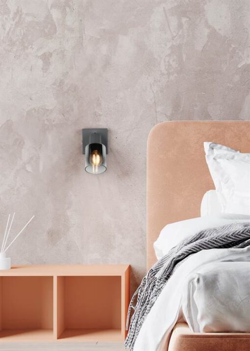 Φωτιστικό Τοίχου/Οροφής με Περιστρεφόμενο Ανθρακί Γυάλινο Σποτ CADIZ 1xE14 Reality – R81781042