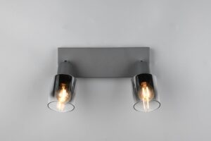 Πολύφωτο Οροφής με Περιστρεφόμενα Ανθρακί Γυάλινα Σποτ CADIZ 2xE14 Reality – R81782042