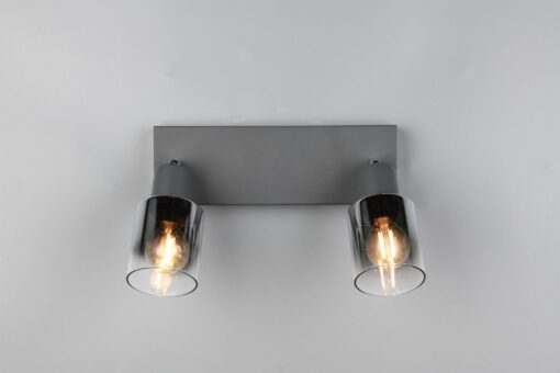 Πολύφωτο Οροφής με Περιστρεφόμενα Ανθρακί Γυάλινα Σποτ CADIZ 2xE14 Reality – R81782042